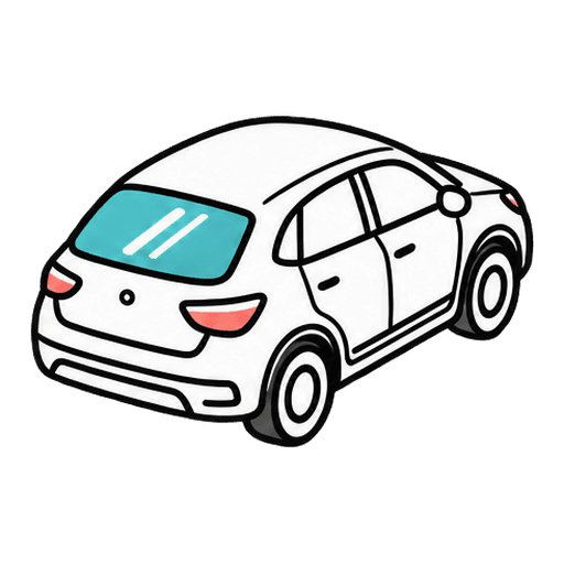Voiture vue de trois quarts arrière, lunette arrière mise en évidence