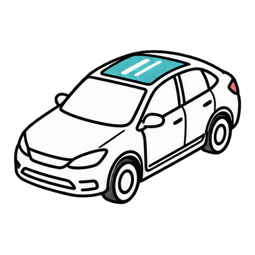 Voiture vue de dessus, toit vitré mis en évidence